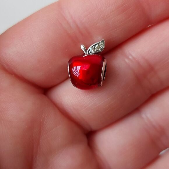 925 Sterling Silver Apple Charm - Picture 5 of 7